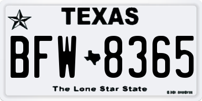 TX license plate BFW8365