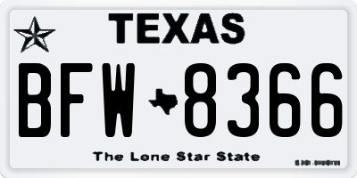 TX license plate BFW8366
