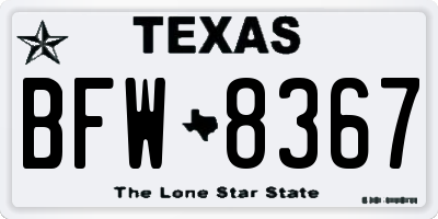 TX license plate BFW8367