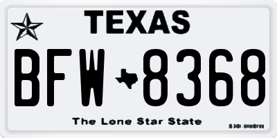 TX license plate BFW8368