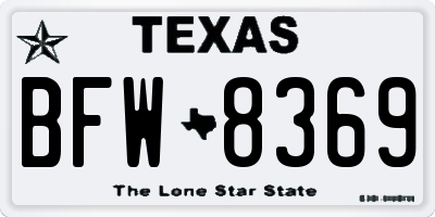 TX license plate BFW8369