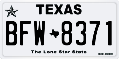 TX license plate BFW8371