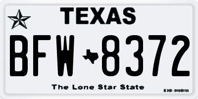 TX license plate BFW8372