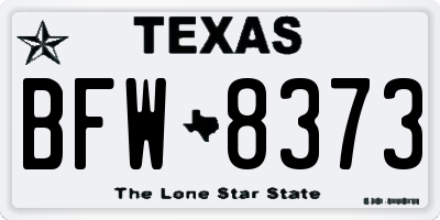 TX license plate BFW8373