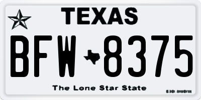 TX license plate BFW8375
