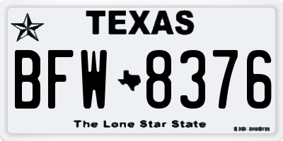 TX license plate BFW8376