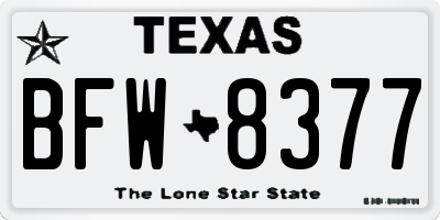 TX license plate BFW8377