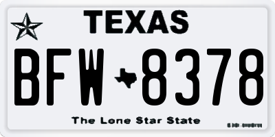 TX license plate BFW8378