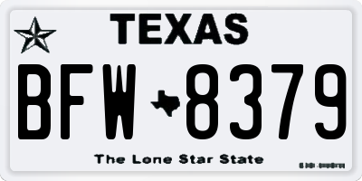 TX license plate BFW8379