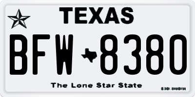 TX license plate BFW8380