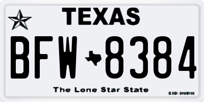 TX license plate BFW8384