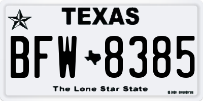 TX license plate BFW8385