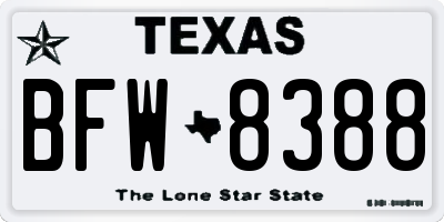 TX license plate BFW8388
