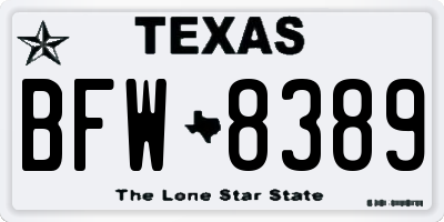 TX license plate BFW8389