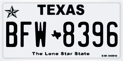 TX license plate BFW8396