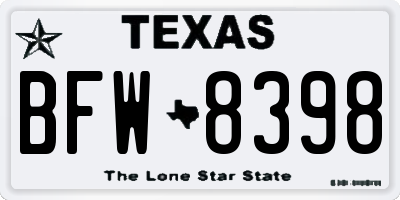 TX license plate BFW8398