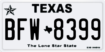 TX license plate BFW8399