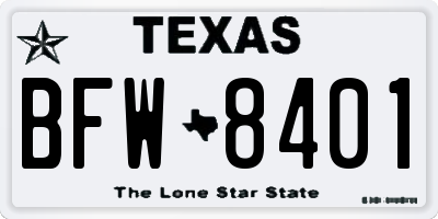 TX license plate BFW8401