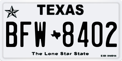 TX license plate BFW8402
