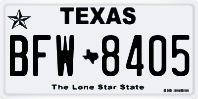 TX license plate BFW8405