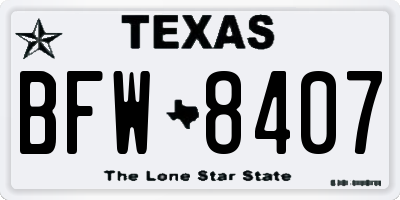 TX license plate BFW8407
