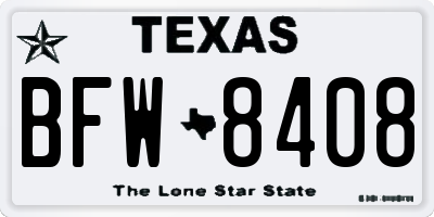 TX license plate BFW8408