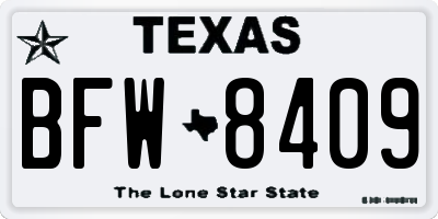 TX license plate BFW8409