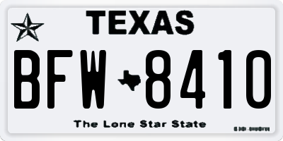 TX license plate BFW8410