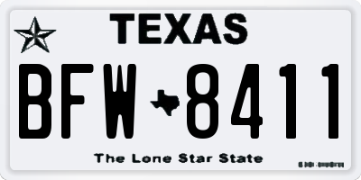 TX license plate BFW8411