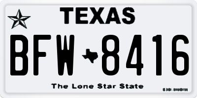 TX license plate BFW8416