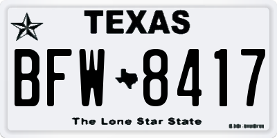 TX license plate BFW8417