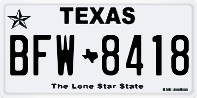 TX license plate BFW8418