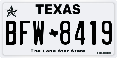 TX license plate BFW8419