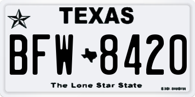 TX license plate BFW8420