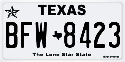 TX license plate BFW8423
