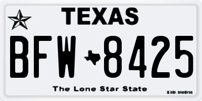 TX license plate BFW8425