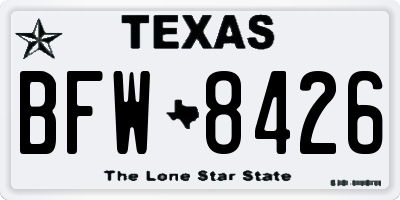 TX license plate BFW8426