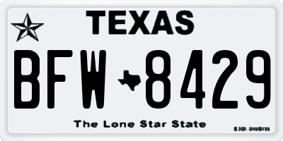 TX license plate BFW8429