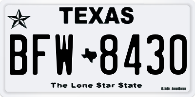 TX license plate BFW8430