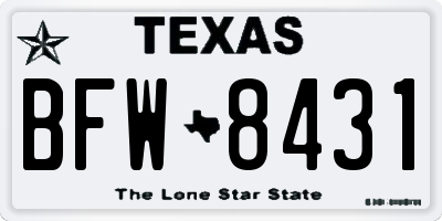 TX license plate BFW8431