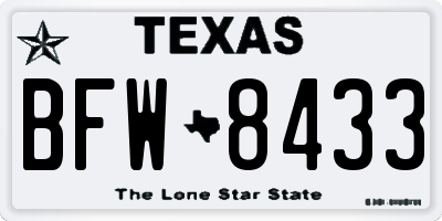 TX license plate BFW8433