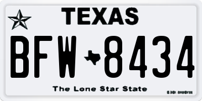 TX license plate BFW8434