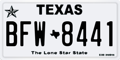 TX license plate BFW8441