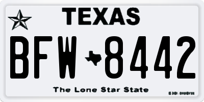 TX license plate BFW8442