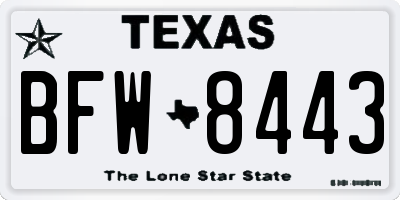 TX license plate BFW8443