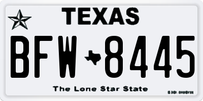 TX license plate BFW8445