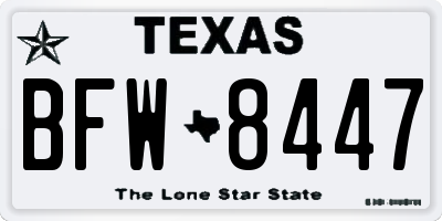 TX license plate BFW8447