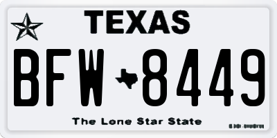 TX license plate BFW8449