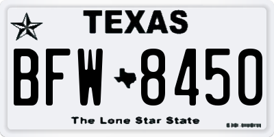 TX license plate BFW8450