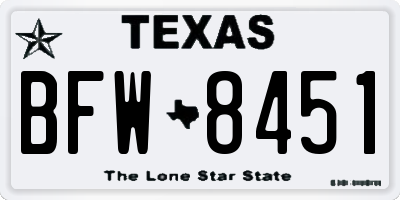 TX license plate BFW8451